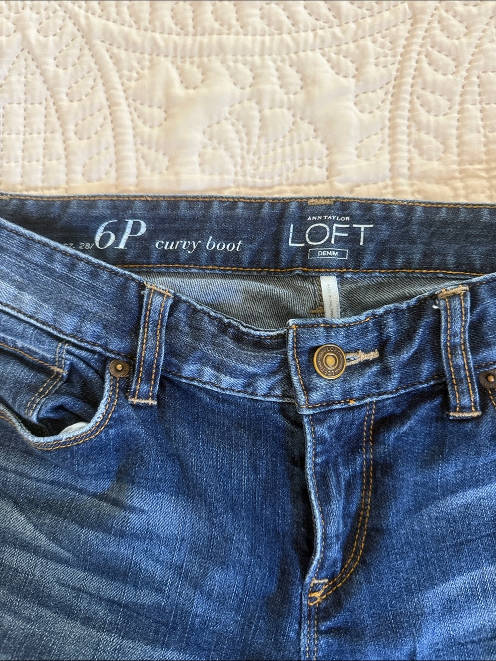 LOFT Dark Blue Curvy Boot Jeans